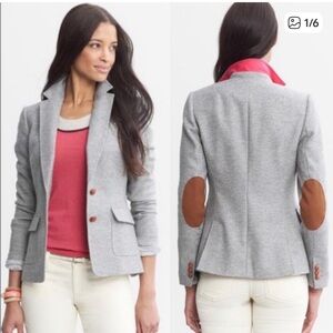 Banana Republic Blazer Gray Pink with elbow patches